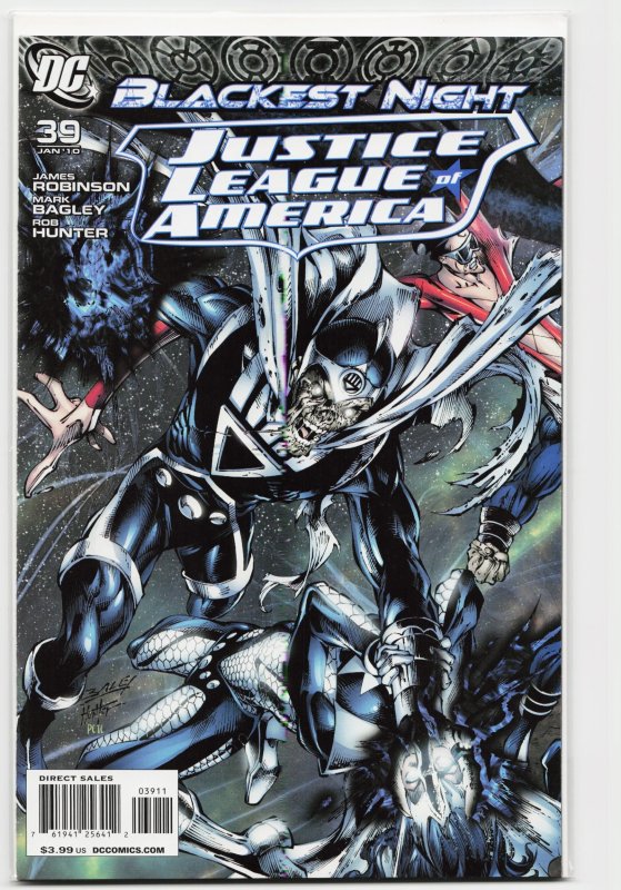 Justice League of America #39 (DC Comics, 2010), raw, ungraded comic book — front cover