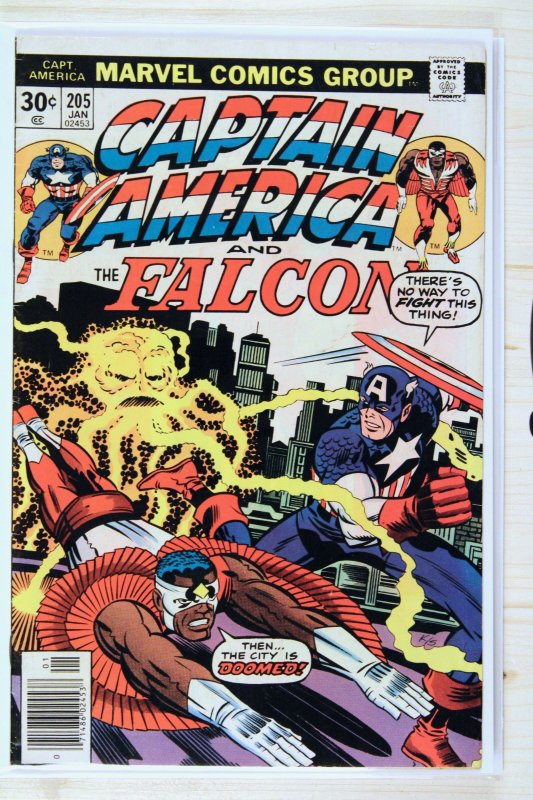 Captain America #205 (Marvel Comics, 1977), raw comic book in VF- 7.5 condition — front cover