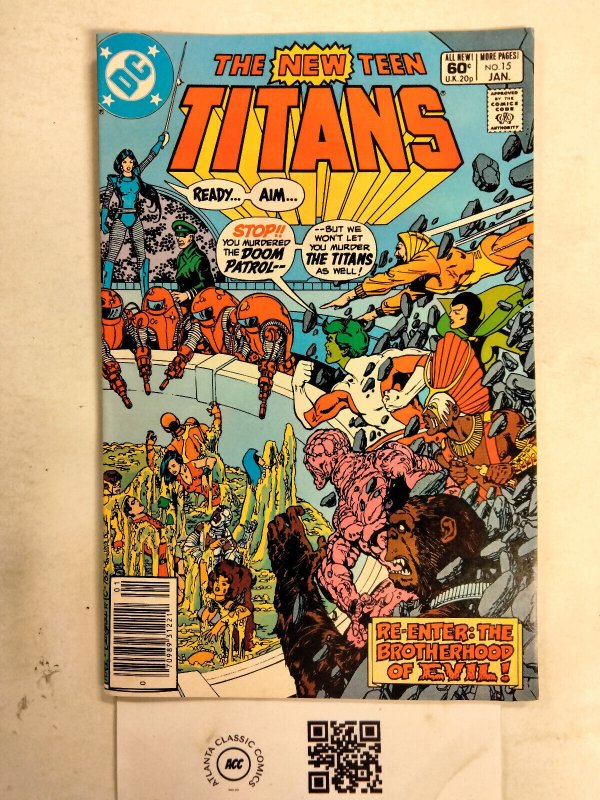 New Teen Titans #15 (DC Comics, 1982), raw comic book in VF condition — front cover
