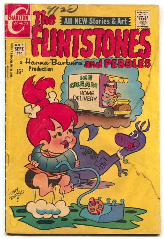 Flintstones and Pebbles #6 (Charlton Comics, 1971), raw, ungraded comic book — front cover