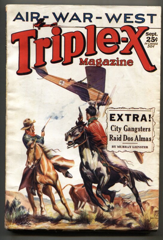 Triple-X Magazine 9/1929-Fawcett-Rare Aviation Western Pulp Magazine (Fawcett Publications), raw, ungraded comic book — front cover