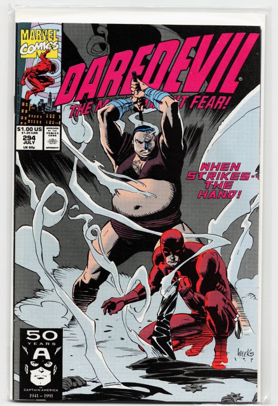 Daredevil #294 (Marvel Comics, 1991), raw, ungraded comic book — front cover