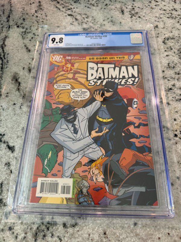 The Batman Strikes #39 (DC Comics, 2008), CGC 9.8 graded comic book, Universal Blue label — front cover in its holder