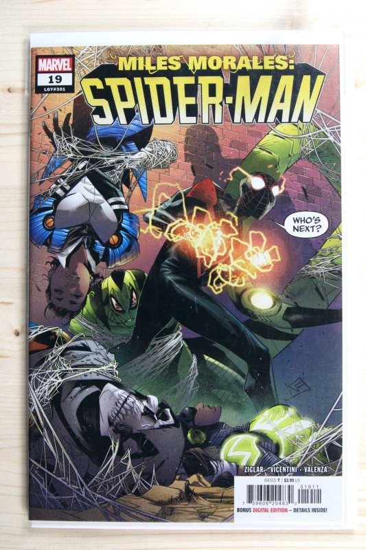 Miles Morales: Spider-Man #19 (Marvel Comics, 2024), raw comic book in NM+ 9.6 condition — front cover