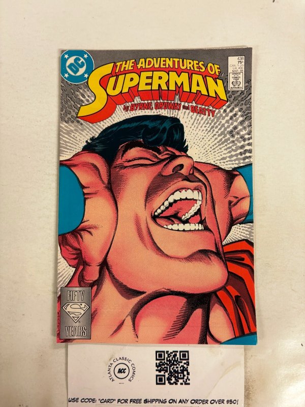 The Adventures of Superman #438 (DC Comics), raw comic book in NM condition — front cover