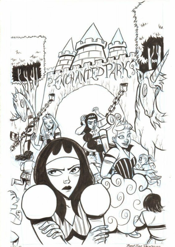Part-Time Princesses Cover - 2014 Signed art by Monica Gallagher (2014), raw, ungraded comic book — front cover