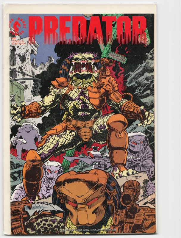 Predator #4 (Dark Horse Comics, 1990), raw, ungraded comic book — front cover