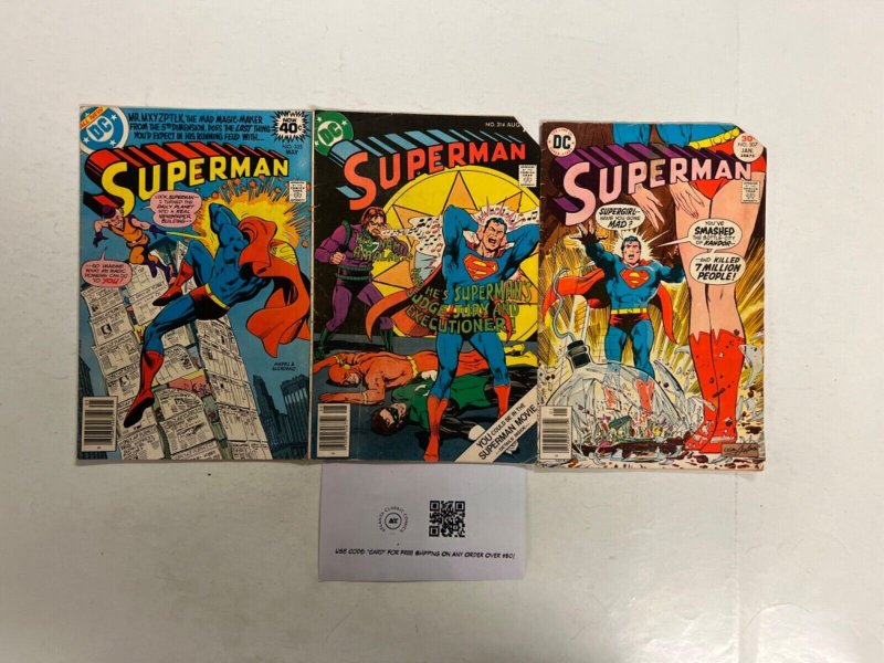3 Superman DC Comic Books #307, raw, ungraded comic book — front cover