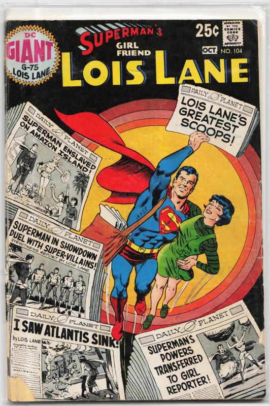 Superman's Girl Friend, Lois Lane #104 (DC Comics, 1970), raw, ungraded comic book — front cover