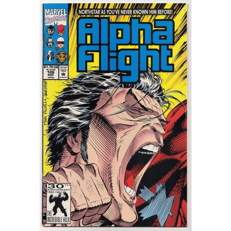 Alpha Flight #106 (Marvel Comics, 1992), raw comic book in VF+ 8.5 condition — front cover