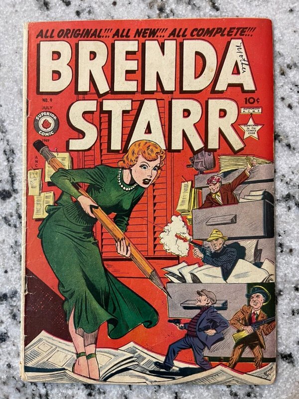 Brenda Starr #9 (1949), raw comic book in VG/FN condition — front cover