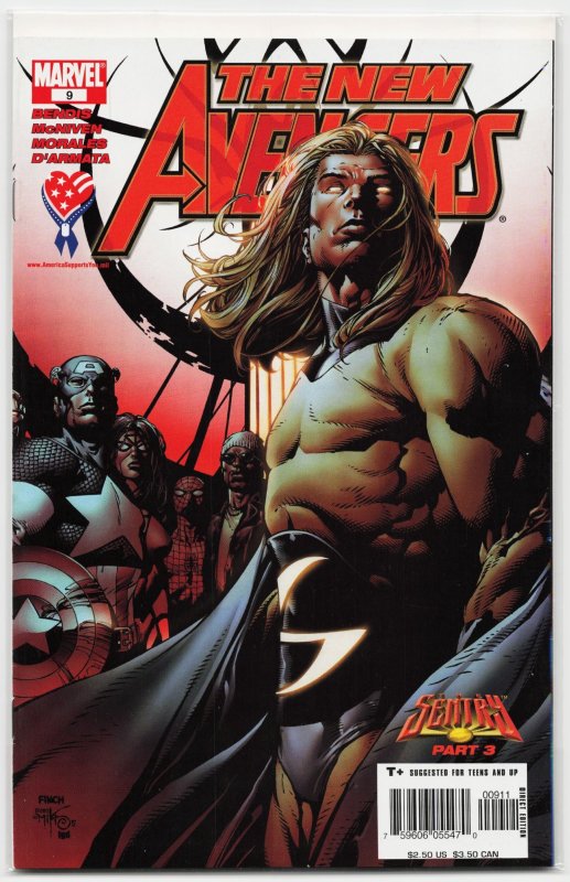 New Avengers #9 (Marvel Comics, 2005), raw, ungraded comic book — front cover