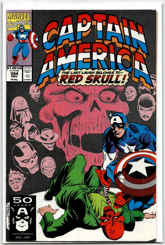 Captain America #394 (Marvel Comics, 1991), raw, ungraded comic book — front cover