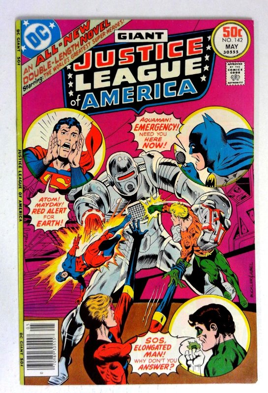 Justice League of America #142 (DC Comics, 1977), raw comic book in VF/NM condition — front cover