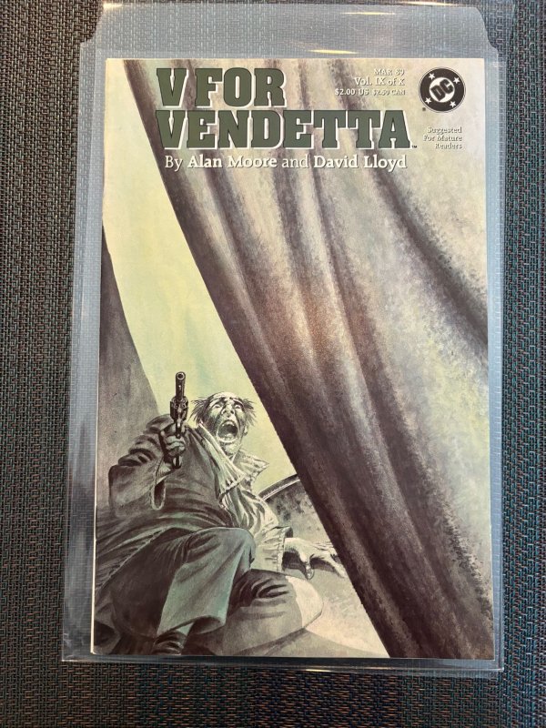 V for Vendetta #9 (DC Comics, 1989), raw, ungraded comic book — front cover