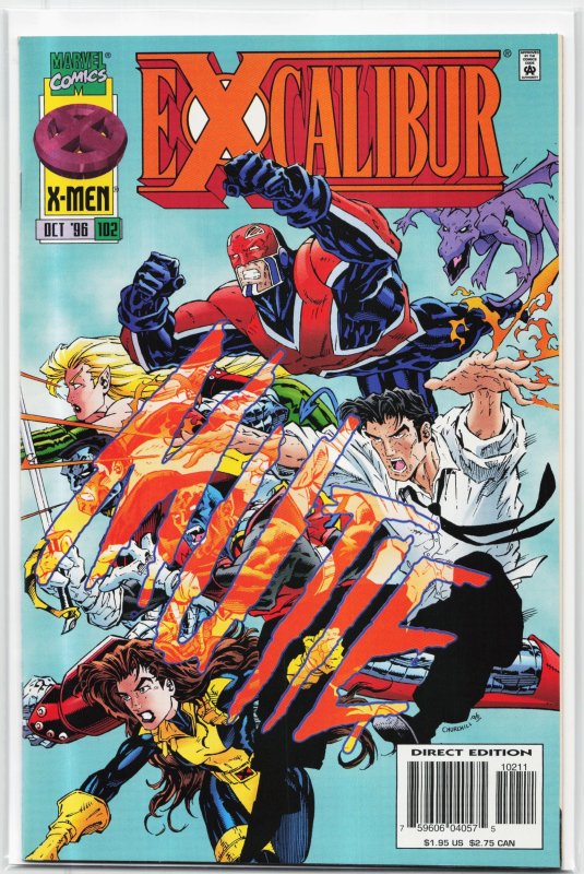 Excalibur #102 (Marvel Comics, 1996), raw, ungraded comic book — front cover