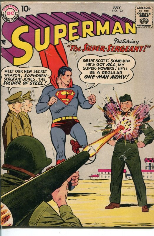 Superman #122 (DC Comics), raw comic book in VG condition — front cover