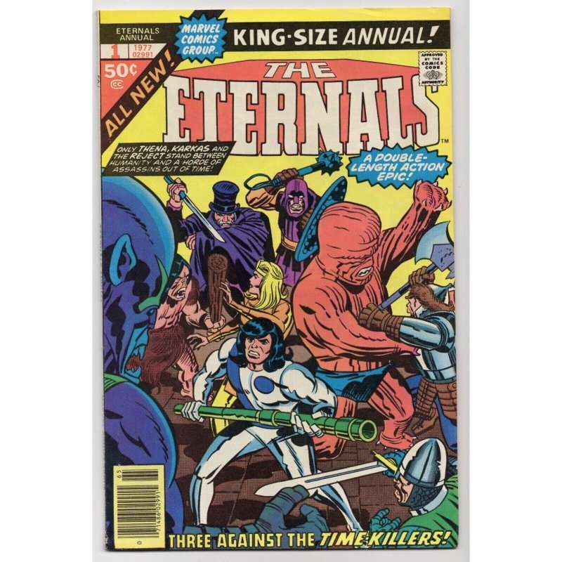 Eternals King Size Annual #1 (Marvel Comics, 1977), raw comic book in FN/VF 7.0 condition — front cover