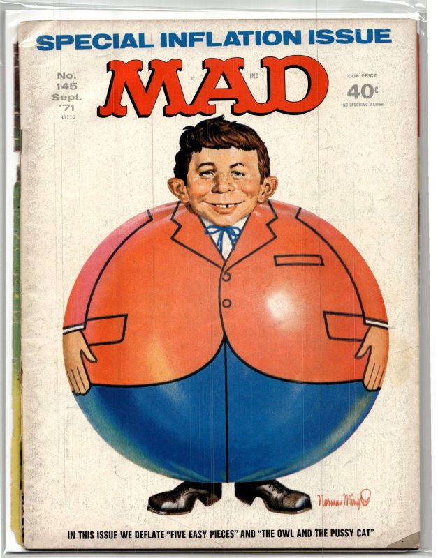 Mad #145 (1971), raw, ungraded comic book — front cover
