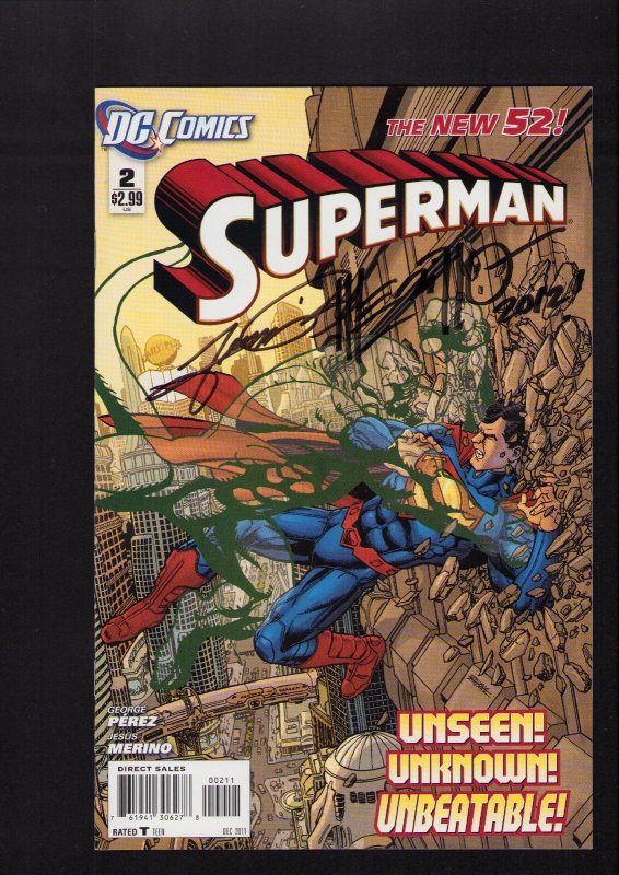 Superman #2 (DC Comics, 2011), raw comic book in 9.0 condition — front cover