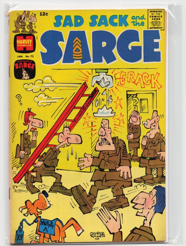 Sad Sack and the Sarge #72 (Harvey Comics, 1969), raw, ungraded comic book — front cover