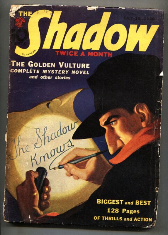Pulp: The Shadow Pulp July #15 (1938), raw comic book in VG condition — front cover