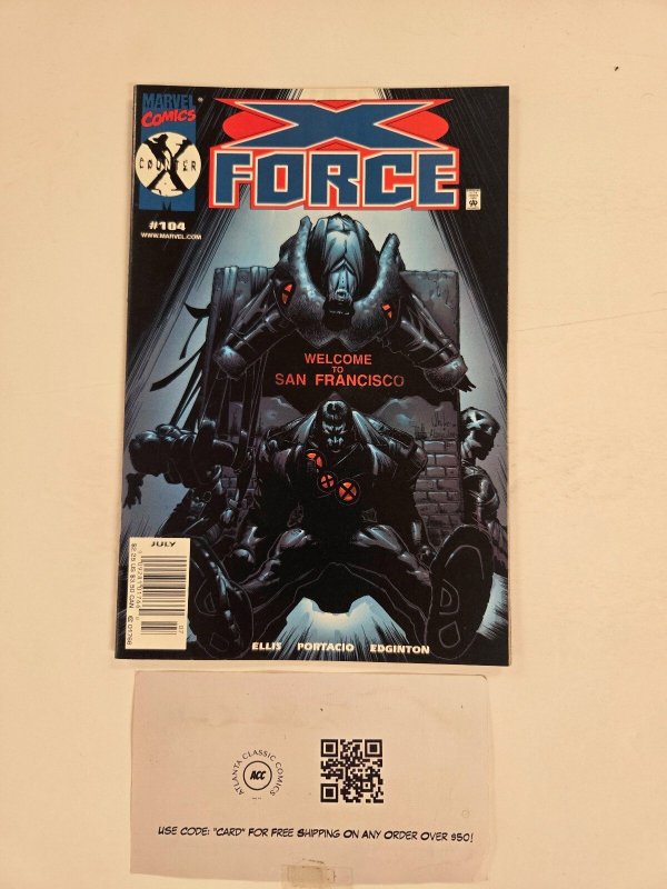 X-Force #104 (Marvel Comics), raw comic book in NM condition — front cover