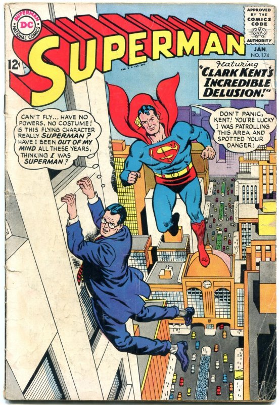 Superman #174 (DC Comics, 1965), raw comic book in VG- condition — front cover