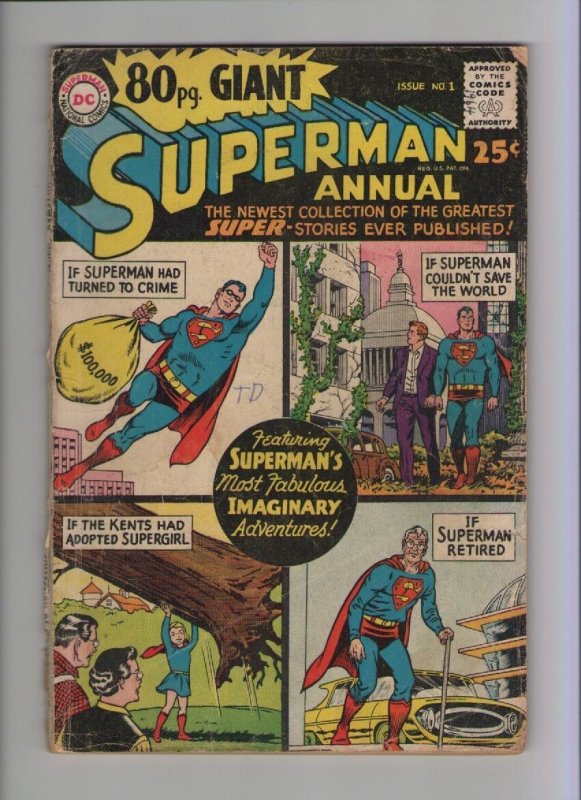 80 Page Giant Superman Annual #1 (1964), raw comic book in 3.0 condition — front cover