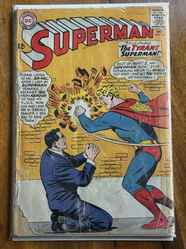 Superman #172 (DC Comics, 1964), raw comic book in FR/GD 1.5 condition — front cover