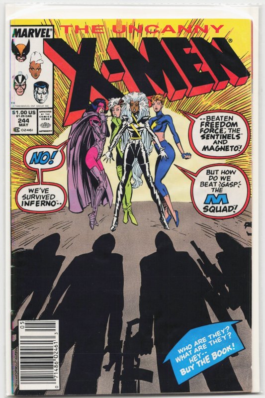 The Uncanny X-Men #244 (Marvel Comics, 1989), raw, ungraded comic book — front cover