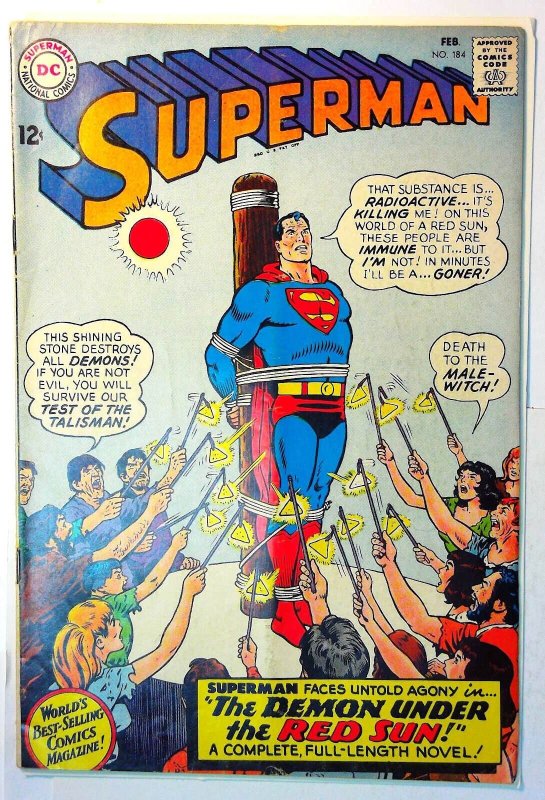 Superman #184 (DC Comics, 1966), raw, ungraded comic book — front cover