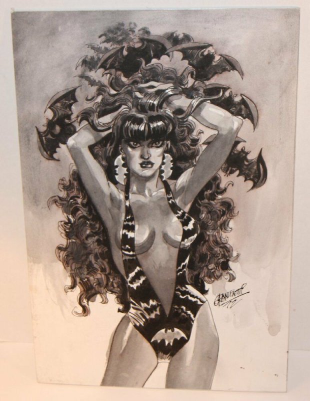 Vampirella Ink Wash Commission - 1972 Signed art by Jerry Grandenetti (1972), raw, ungraded comic book — front cover