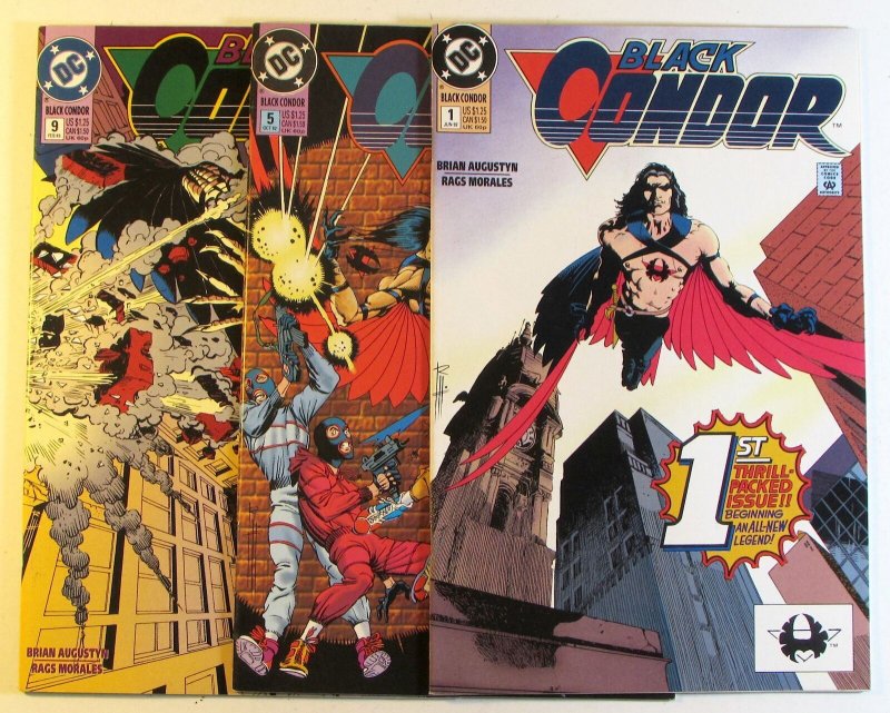 1992 Black Condor Lot of 3 #1, 5, 9 DC Comics 1st Print Comic Books (DC Comics, 1992), raw, ungraded comic book — front cover