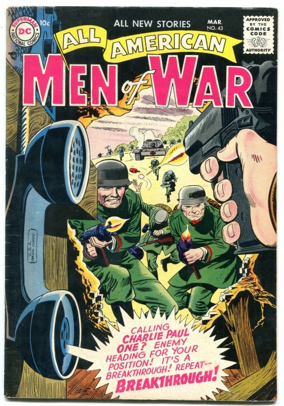 All-American Men of War #43 (DC Comics, 1957), raw comic book in FN/VF condition — front cover
