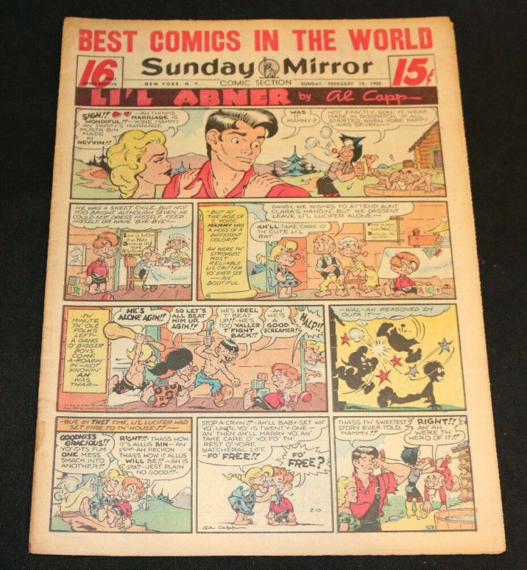 1952 Sunday Mirror Weekly Comic Section February 10th (FN+) Superman Action (1952), raw comic book in FN+ condition — front cover