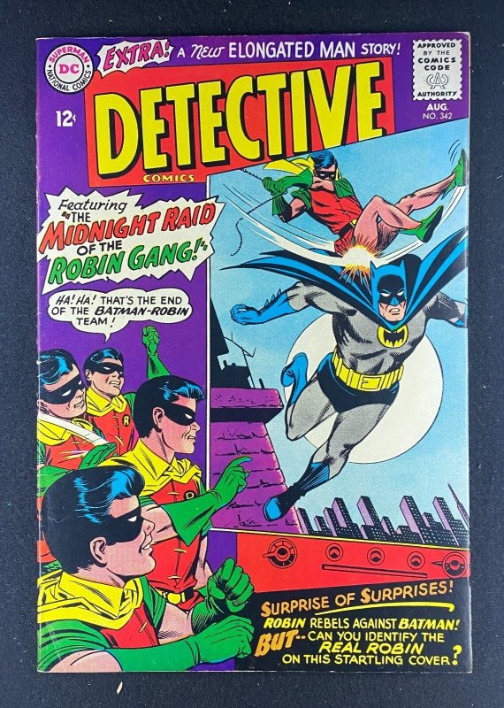 Detective Comics #342 (DC Comics, 1937), raw comic book in FN/VF 7.0 condition — front cover