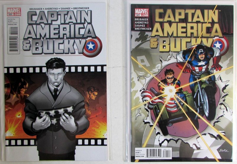 2011 Captain America & Bucky Lot of 2 #620, 621 Marvel Comic Books (Marvel Comics, 2011), raw, ungraded comic book — front cover