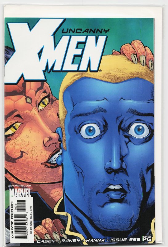 The Uncanny X-Men #399 (Marvel Comics, 2001), raw, ungraded comic book — front cover
