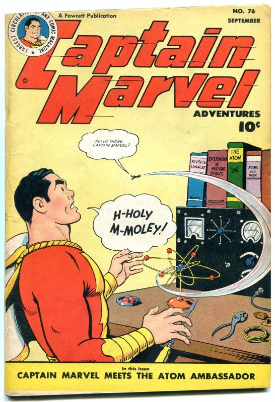 Captain Marvel Adventures #76 (Fawcett Publications, 1947), raw comic book in VF condition — front cover