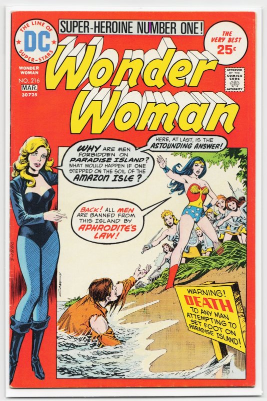 Wonder Woman #216 (DC Comics, 1975), raw, ungraded comic book — front cover
