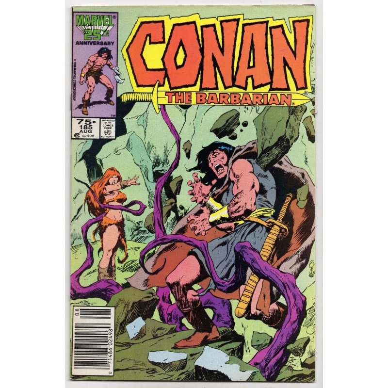 Conan the Barbarian #185 (Marvel Comics, 1986), raw comic book in VF+ 8.5 condition — front cover