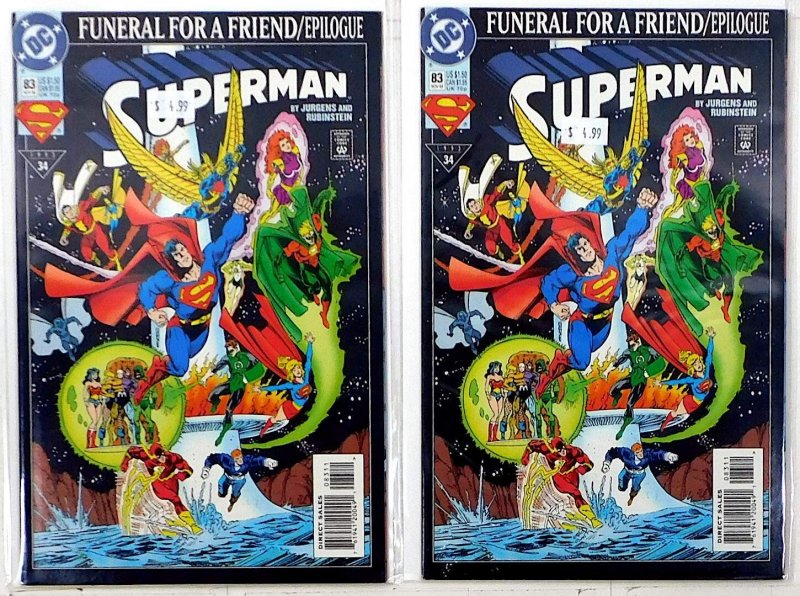 Superman Lot of 2 #83 x2 (1993) DC Comics 1st Print Comic Books (DC Comics, 1993), raw, ungraded comic book — front cover