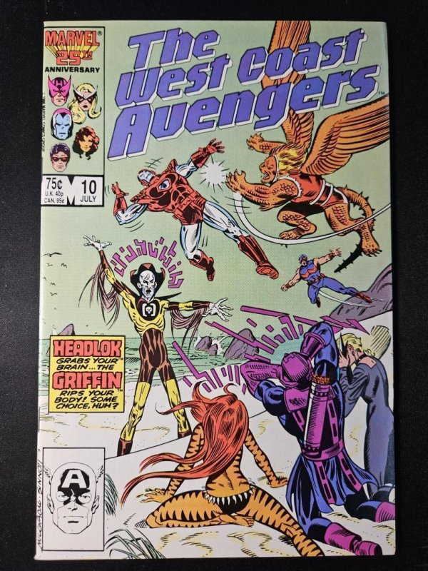 West Coast Avengers #10 (Marvel Comics, 1986), raw, ungraded comic book — front cover