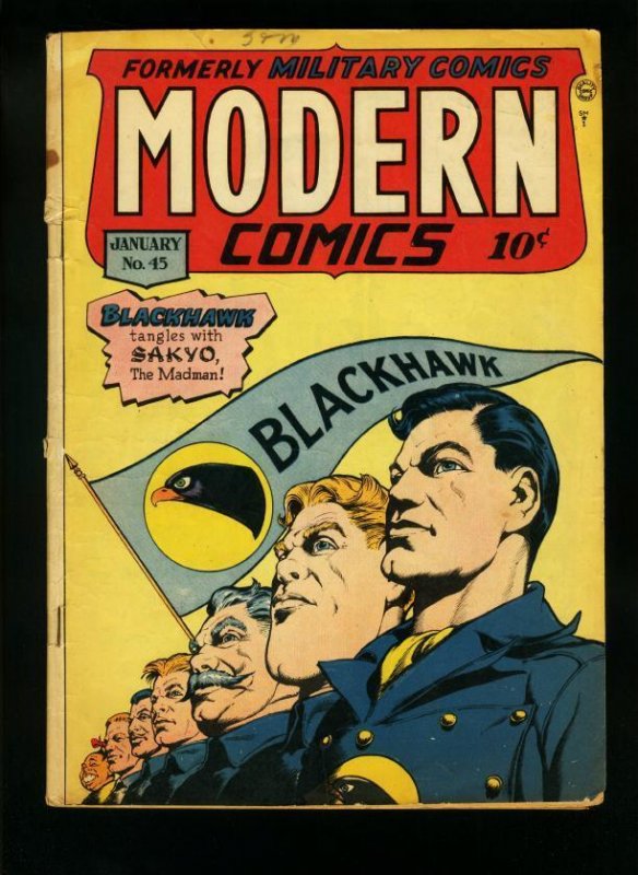 Modern Comics #45 (1946), raw comic book in VG condition — front cover