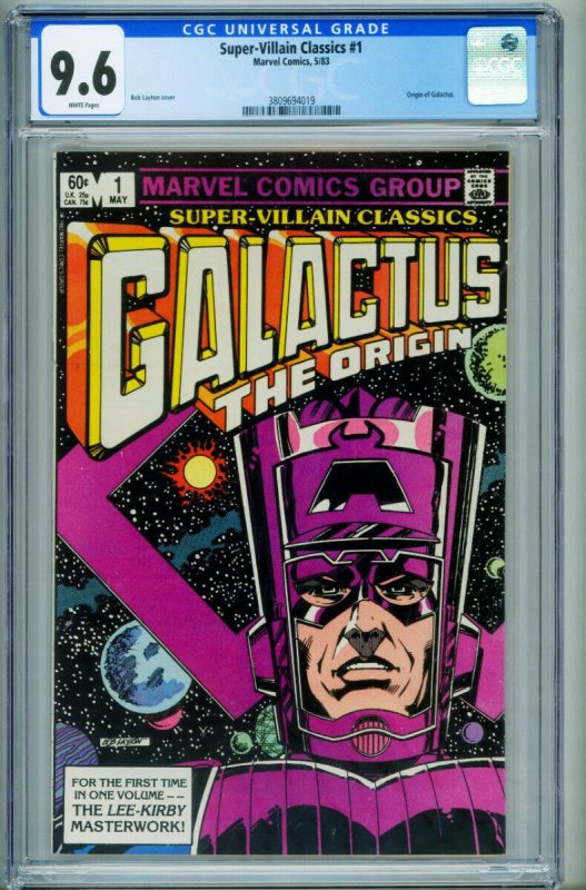 Super-Villain Classics #1, CGC 9.6 graded comic book, Universal Blue label — front cover in its holder