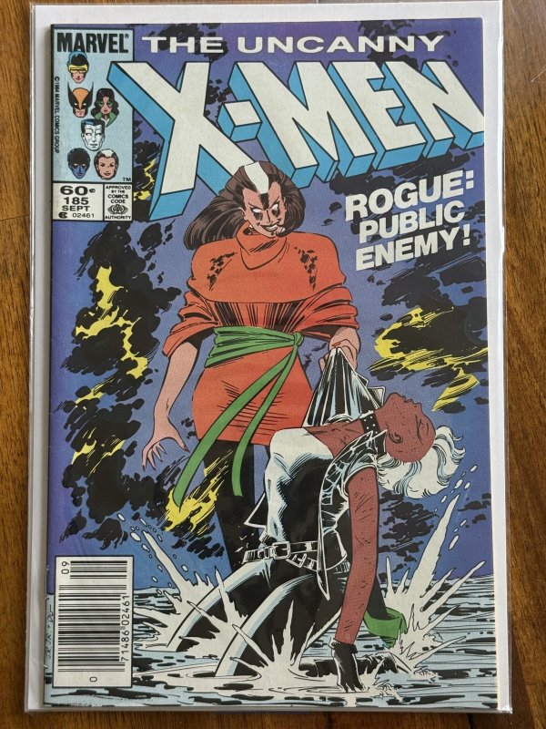The Uncanny X-Men #185 (Marvel Comics, 1984), raw comic book in VF+ 8.5 condition — front cover