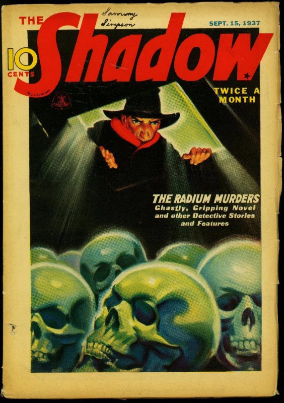 Pulp: The Shadow Pulp September #15 (1937), raw comic book in FN condition — front cover