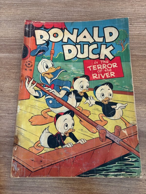 Four Color #108 (Dell Comics, 1946), raw comic book in VG- condition — front cover