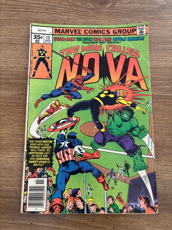 Nova #15 (Marvel Comics), raw comic book in FN condition — front cover